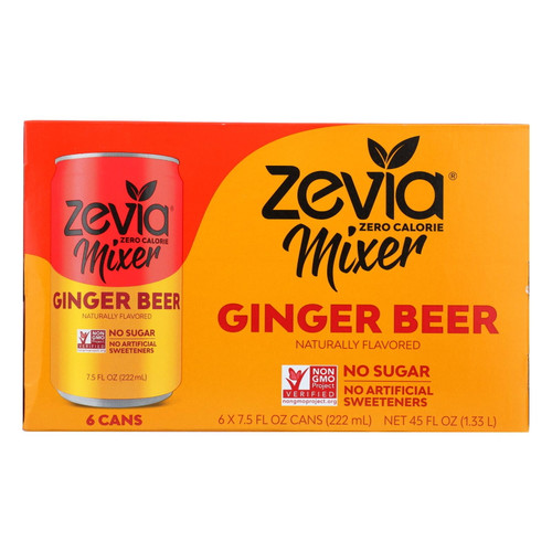 Zevia Zero Calorie Mixer - Ginger Beer - Case Of 4 - 6/7.5 Fl Oz