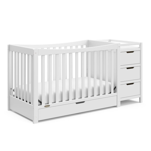 Graco Remi 4-in-1 Convertible Baby Crib And Changer With Drawer, White