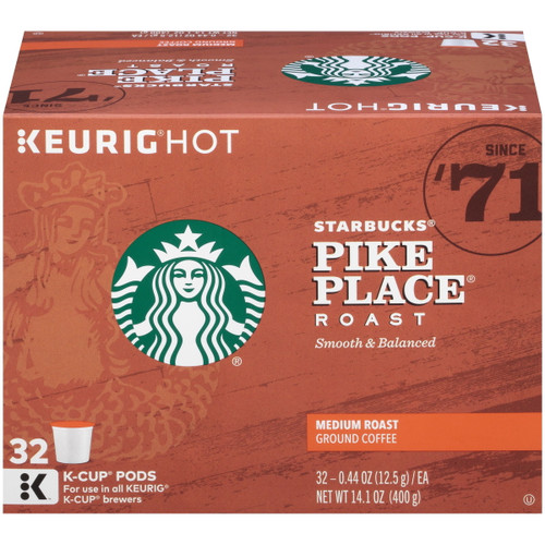 Starbucks K-cups Medium Roast Ground Coffee Pike Place - 32 Ct