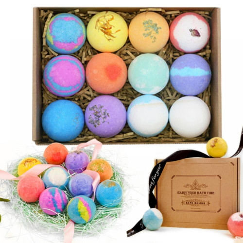 12pcs/set Bath Bombs Fizzy Moisturize Spa Bath Body Bubble Ball Cleaner Exfoliating