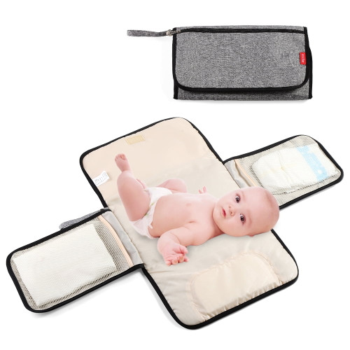 Insular Portable Baby Changing Pad Foldable Waterproof Diaper Bag 3 Layers Multiple Pockets Travel Mat For Infants Newborns