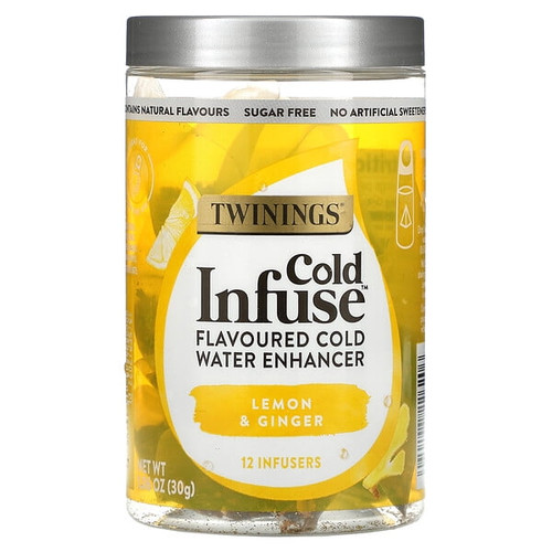 Twinings, Cold Infuse, Flavoured Cold Water Enhancer, Lemon & Ginger, 12 Infusers, 1.06 Oz (30 G)
