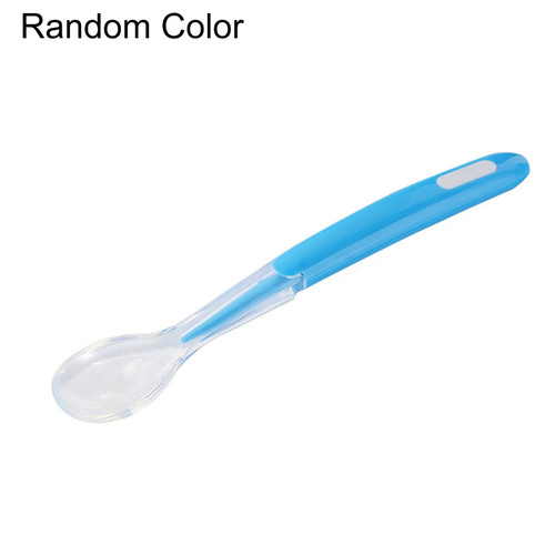 Realyc Soft Food-grade Silicone Long Handle Baby Infant Learning Feeding Spoon Flatware