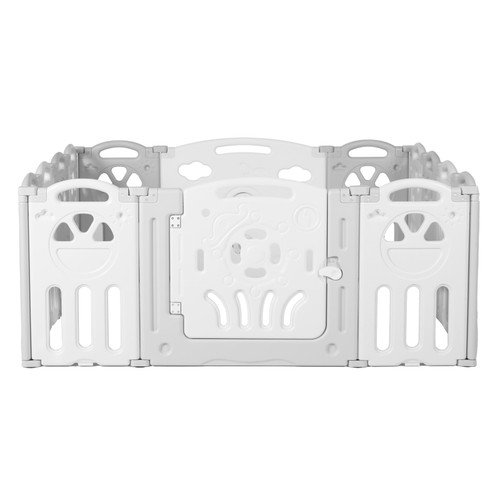 Coewske Baby Fence Foldable 14 Panels Kid Playpen With Safety Lock Grey