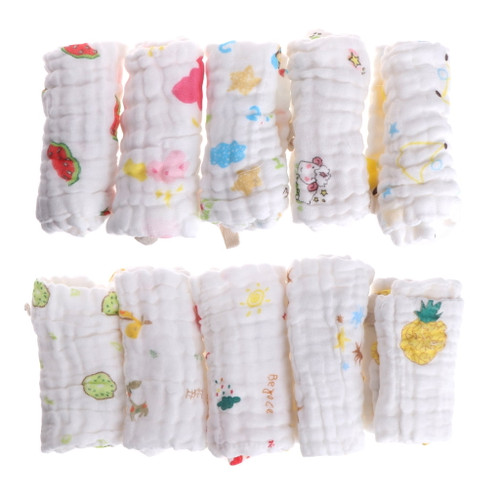 5pcs Baby Handkerchief Square Towel Muslin Cotton Infant Face Towel Wipe Cloth