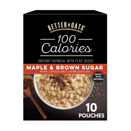 Better Oats, Instant Oatmeal, Maple & Brown Sugar, 100 Calorie Pack, 10 Packets