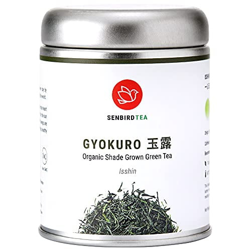 Senbird Organic Gyokuro Tea, Shade Grown Green Tea - Gyokuro Isshin | 50g Japanese Imperial Gyokuro From Kyoto, Japan | Organic Japanese Loose Leaf Green Tea In Airtight Tea Tin
