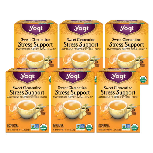 Yogi Tea Sweet Clementine Stress Support, Herbal Tea, Wellness Tea Bags, 6 Boxes Of 16