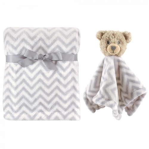 Hudson Baby Infant Plush Blanket With Security Blanket, Bear, One Size