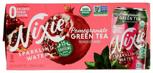 Nixie Sparkling Water, Green Tea Pomegranate Organic, 12 Ounces - Pack Of 1