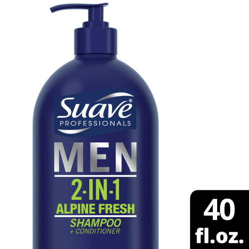 Suave Men Moisturizing 2 In 1 Shampoo Plus Conditioner With Alpine Fresh, 40 Fl Oz