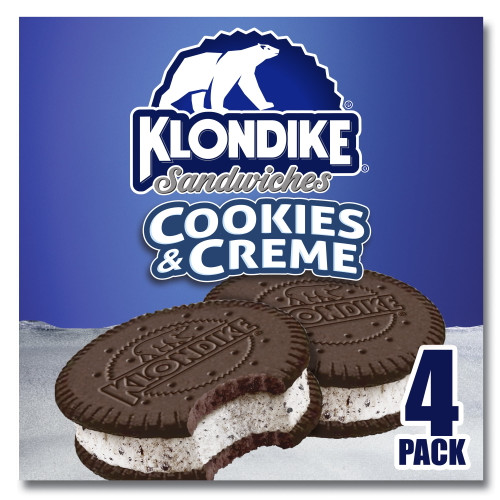 Klondike Cookies And Creme Frozen Vanilla Dairy Dessert Sandwiches 4 Fl Oz, 4 Count