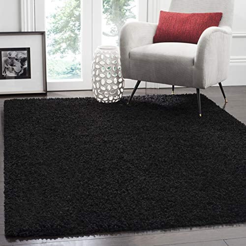 Safavieh Athens Shag Collection Sga119k Black Area Rug (6' X 9')