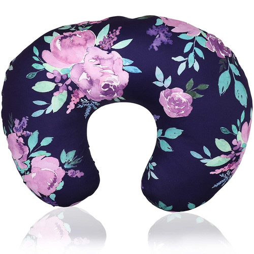 Tanofar Nursing Pillow Cover, Purple Floral Breastfeeding Pillow Slipcover For Baby Boys & Girls, Nursing Pillow Case For Newborn, Soft Fabric Fits Snug On Infant, Washable & Breathable