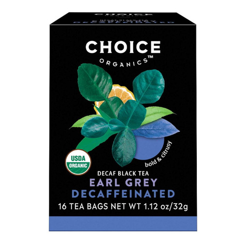Choice Organics Black Tea Earl Grey Decaffeinated - 16 Tea Bags - Net Wt 1.12 Oz (32g)