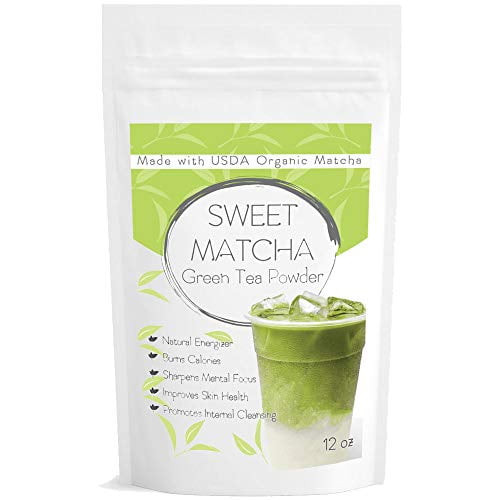Japanese Sweet Matcha (12oz) Green Tea Powder Mix- Made With 100% Organic Matcha- Perfect For Making Green Tea Latte Or Frappe; Vegan, Vegetarian
