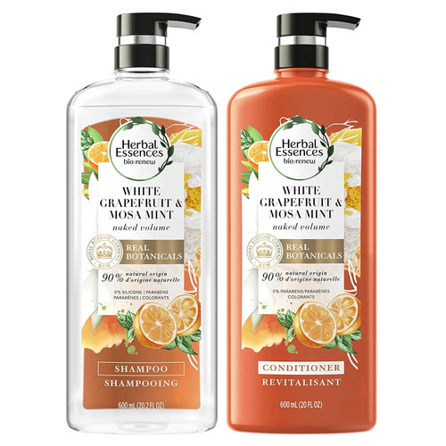 Herbal Essences, Volume Shampoo & Conditioner Kit With Natural Source Ingredients, For Fine Hair, Color Safe, Bio Renew White Grapefruit & Mosa Mint Naked Volume, 20.2 Fl Oz, Kit