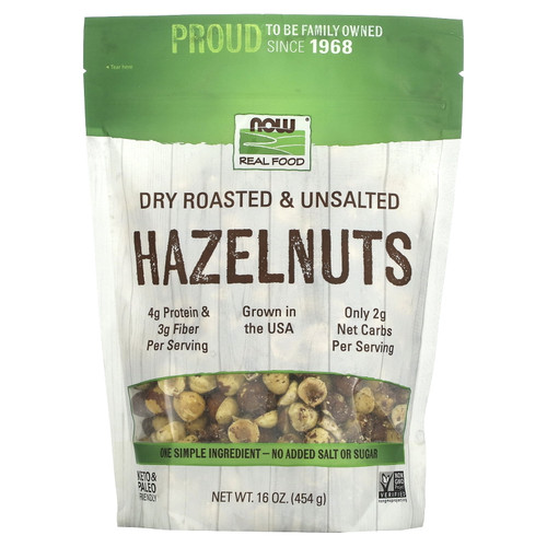 Now Foods - Hazelnuts Dry Roasted & Unsalted - 16 Oz.