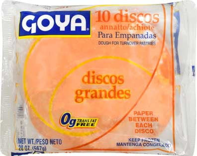 Goya Discos Large Yellow Pastry Dough For Empandada, 20 Ounce - 24 Per Case.