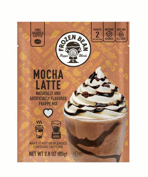 (12 Pack) Frozen Bean Frappe Blend Medium Roast, Instant Coffee Packets, Mocha Latte, 2.8 Oz