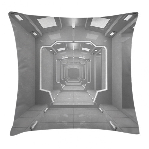 Outer Space Decor Throw Pillow Cushion Cover, Supernatural Science Based Light Travel To Planet Solar System Explore Image, Decorative Square Accent Pillow Case, 18 X 18 Inches, Gray, By Ambesonne