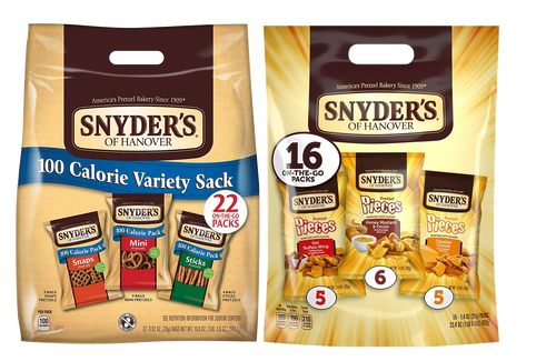 Snyder's Of Hanover 100 Calorie 22 Count Pretzels & 16 Count Assorted Pretzel Pieces Variety 2-pack