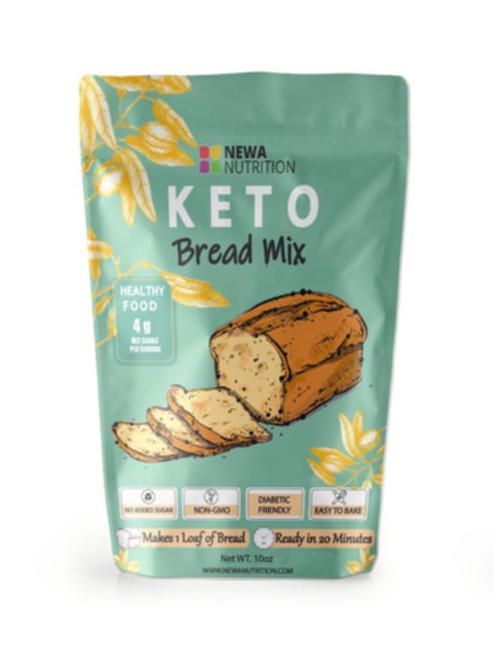Keto Friendly Bread Mix By Newa Nutrition Non-gmo, No Added Sugar, Naturally Sweetened Makes 1 Loaf (10 Oz Of Mix), Only 4 Grams Of Carbs