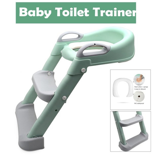 Httmt- Green Toddler Potty Training Seat Ladder Step Toilet Girl Chair Infant Kids Bathroom Trainer [p/n: Et-baby002-green]
