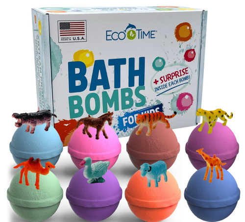 Eco Time Handmade In Usa Bath Bombs For Kids With Mini Animal Toys Inside