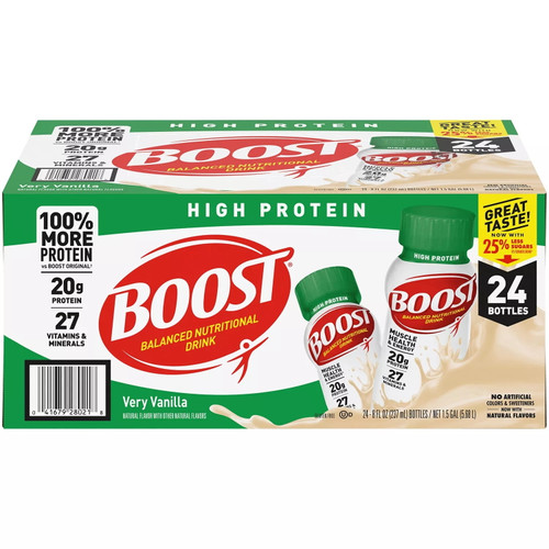 Boost High Protein Drink, Very Vanilla 8 Oz 24 Pack