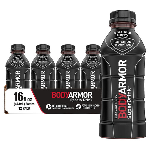 Bodyarmor Sports Drink Sports Beverage, Blackout Berry, Natural Flavors With Vitamins, Potassium-packed Electrolytes, No Preservatives, Perfect For Athletes, 16 Fl Oz (pack Of 12)
