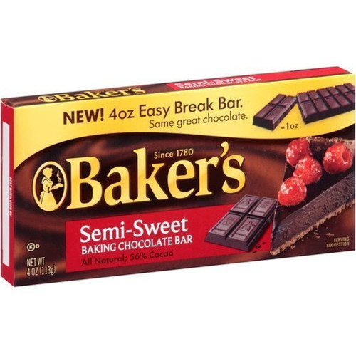 Bakers, Semi Sweet Baking Chocolate Squares, 4oz Box (pack Of 4)
