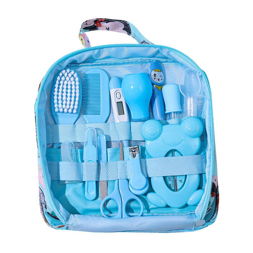 Lieonvis 13pcs Baby Care Cloth Bag Set Baby Nose Aspirator Nail Scissors Baby Care Products Baby New Born Set Hair Care Health Thermometer Brush Hygiene Kit