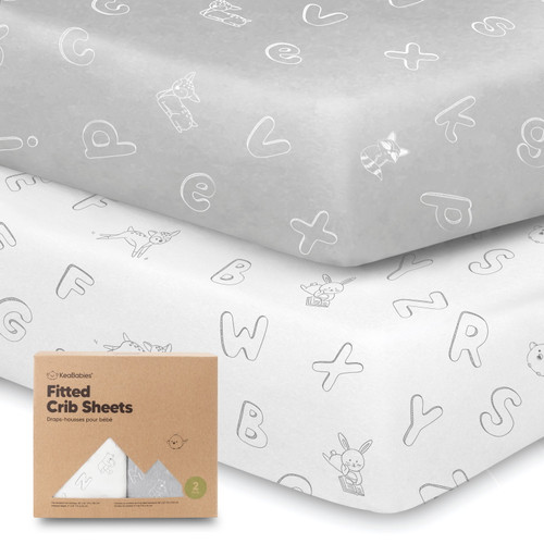 Keababies 2-pack Jersey Fitted Baby Crib Sheets, Fits Standard Crib Mattress