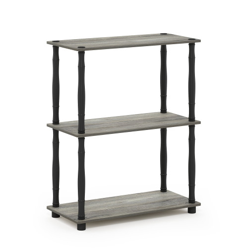 Furinno Durable 23.6"w X 11.6"d X 29.5"h 3-shelf Freestanding Shelving Unit, French Oak Gray And Black