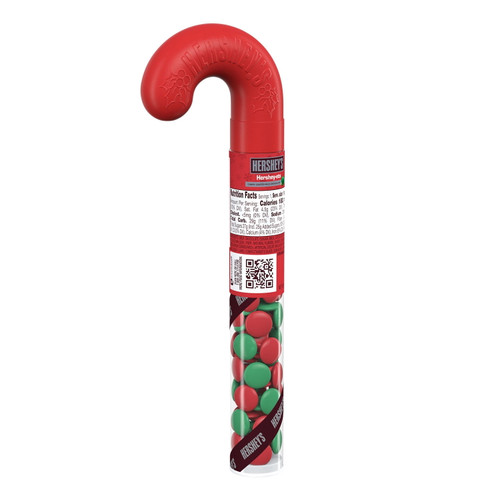 Hershey's, Hershey-ets Candy Coated Milk Chocolate Candy, Christmas, 1.4 Oz, Filled Plastic Cane