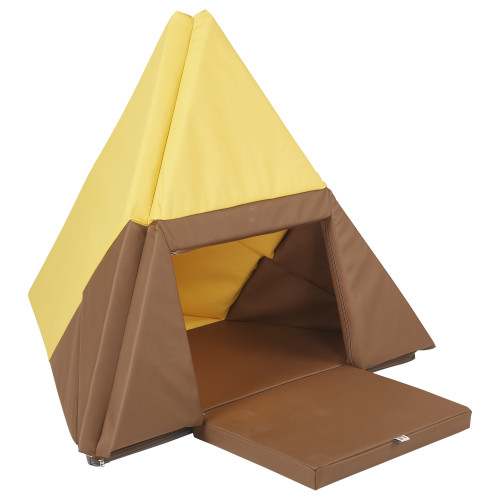 Ecr4kids Softzone Tent Canoe And Tumbler Too Transforming Activity Play Mat - Chocolate/yellow