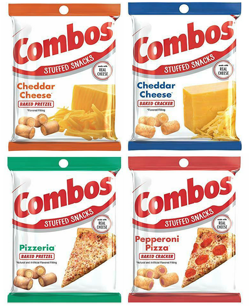 Combos Cheddar Cheese & Pizza Snacks - Pretzel & Cracker 6.3 Oz (4-bags)