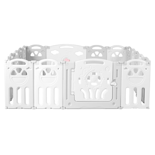 Coewske Baby Fence Foldable 18 Panels Kid Playpen With Safety Lock Grey