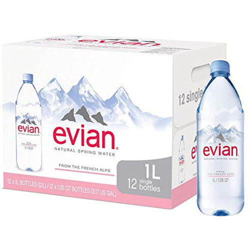 Evian Natural Spring Water (one Case Of 12 Individual Bottles, Each Bottle Is 1 Liter) Naturally Filtered Spring Water In Large Bottles 3 Cases (36 Count)
