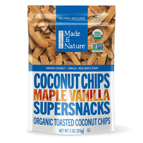 Made In Nature Organic Toasted Coconut Chips Maple Madagascar Vanilla 3.0 Oz Pack Of 2