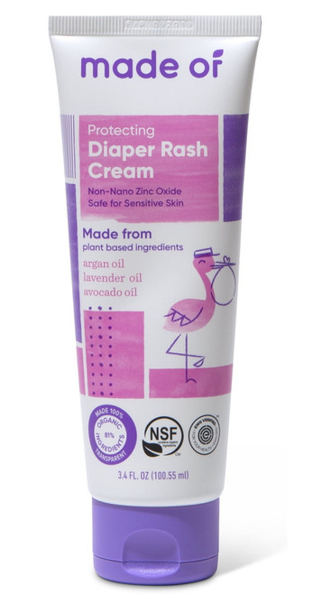 (2-pack) Organic Diaper Rash Cream By Made Of - Nsf Organic - Fragrance Free - Organic Diaper Ointment For Sensitive Skin And Eczema Rash And Irritation - 3.4oz (fragrance Free)