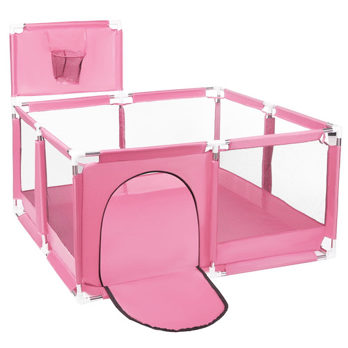 Baby Playpen For Toddler, Kids  Playard, Indoor & Outdoor Kids Activity Center, Sturdy Safety Play Yard With Soft Breathable Mesh, Playpen For Babies(pink,50”×50”)