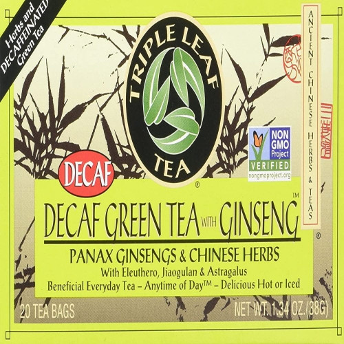 "bctlyinc, Decaf Green Tea With Ginseng, 20 Tea Bags (pack Of 6)"