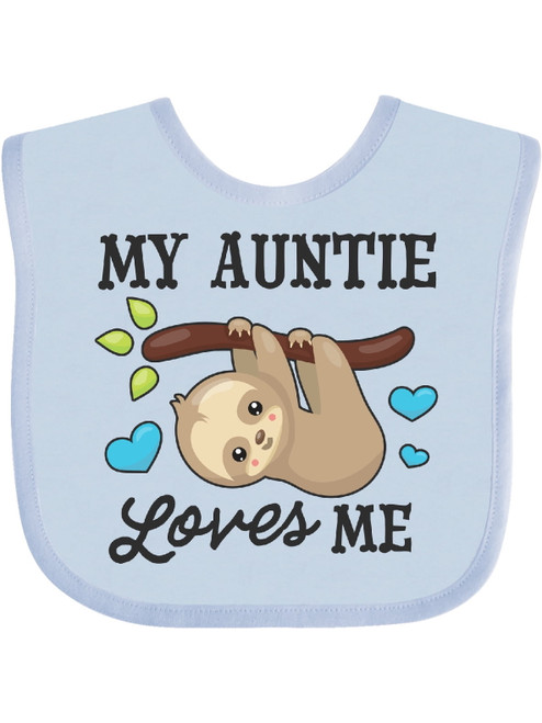 Inktastic My Auntie Loves Me With Sloth And Hearts Gift Baby Boy Or Baby Girl Bib