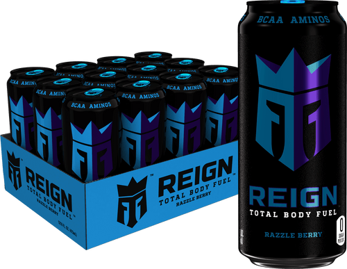 (12 Cans) Reign Total Body Fuel Energy Drink, Razzle Berry, 16 Fl Oz