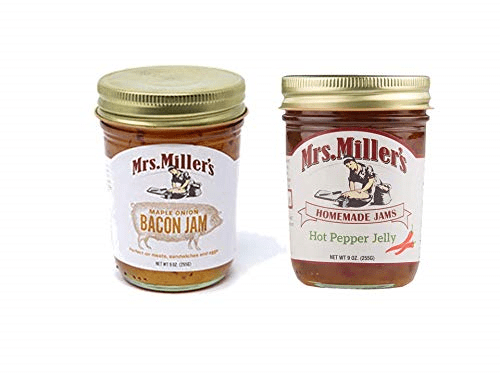 Mrs. Miller's Homemade Bacon Maple Onion Jam And Hot Pepper Jelly Variety 2-pack 9 Oz. Jars