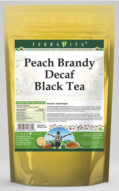 Terravita Peach Brandy Decaf Black Tea, (peach Brandy Decaf, Black Tea Bags, 25 Tea Bags, 1-pack, Zin: 534079)