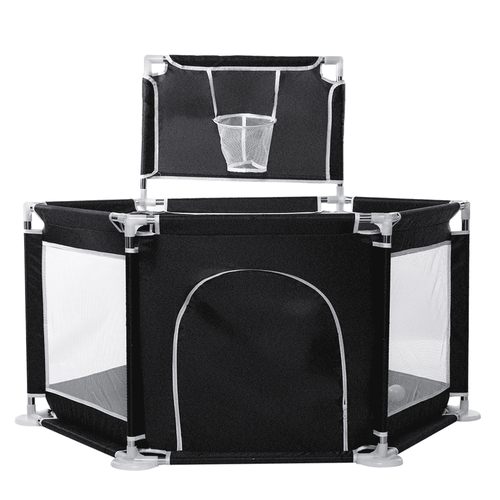 Portable Baby Playpen 6-panel Play Yard Interactive Baby Playinghouse Kids Safety Fence Ocean Ball Pit Pool For Baby Indoors Outdoors Playing, Red/maca Blue/navy Blue/pink