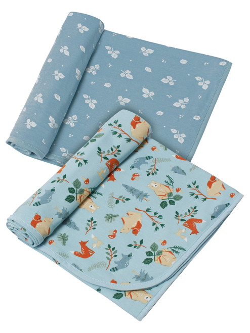 Modern Moments By Gerber Baby Boy Xl Ultra Soft & Stretchy Swaddle Blankets, 2-pack, Woodland Blue